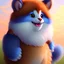 Placeholder: furry cute monster; friendly fluffy monster, welcoming huggy smiling monster; soft and smooth background, meticulously detailed