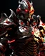 Placeholder: silver metal armor with red and gold highlights, glowing red eyes