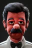 Placeholder: Waist up muppet Portrait, Nicolas maduro us muppet doll, black hair, Venezuelan president, red suit, mustache, photo studio, black background, unreal engine 5, concept art, art station, ray tracing, lumen lighting, ultra detail, volumetric lighting, 3d.