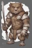 Placeholder: Dnd a young bugbear with white fur and leather armor