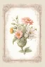 Placeholder: vintage birthday card, pencil drawing, flower frame at the edge