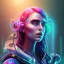 Placeholder: illustration of cyberpunk, singer Danish MØ, crystals, opalescent, bright,