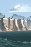 Placeholder: A cliff by the sea, greyscale