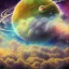 Placeholder: galaxy, nirvana, fantasy world,gas planets,with clouds,a couple of planets that are in the sky, abstract 3 d artwork, ufotable art style, dreamy and detailed,the planets are formed from clouds,the sky has stars, the planets are colored with red black purple violet,like a aurora borealis,no sun in picture