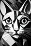 Placeholder: Porträt Katze Kubismus black white Picasso