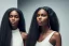 Placeholder: Beautiful black woman with long black hair standing next to twin brother with a scar, fantasy, ethereal, soft lighting, realistic lighting, HD 8K