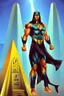 Placeholder: Egypt superhero with ا Pyramid powers full body