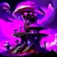 Placeholder: A fantabulous black, purple and magenta (((mushroom tower house))) erected atop a (geologic pillar), surrounded by the uncanny imaginative ((( swirling skies))), offset by the stark hues of a (neon-tinged nebulous space scape), within. captured by the hand a skilled master painter with a focus on (softly blurred compositions and voluminous lighting).