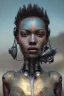 Placeholder: portrait,beautiful african robotic sirene, post-apocalyptic in a cyberpunk city, realistic, intriacte detail, sci-fi fantasy style, volumetric lighting, particales,highly detailed,cinematic, deep blue.