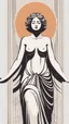 Placeholder: minimalist linear art, centered with empty space, Esboço linear do corpo de uma mulher estatua, with her arms are outstretched line fluid abstract, art style by Coco Vandi, retro minimal, art style by Eckhart Tolle