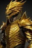 Placeholder: Человек-дракон с золотой чешуей в золотой броне