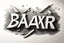 Placeholder: a drawing with sketch lead pencil, The word BAXER floating like a big sign, strong painting