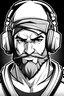 Placeholder: Generate an image of a character for the GamingGenius YouTube channel logo. The character should resemble the Gigachad meme figure, with a sharp jawline, muscular build, and wearing a headset. The character should exude confidence and strength. The color scheme should be black and white, reminiscent of the Gigachad aesthetic. The background should be blurry, with subtle gaming-related elements incorporated.
