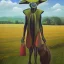 Placeholder: Pastoral Painting of a futuristic alien farmer