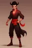 Placeholder: Full Body, Male Tiefling, monk, body shape as Super Sayin Goku, boxer pose, dark outfit colour theme, HD