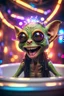 Placeholder: portrait of ultimate transcendent happy disco helmet wested pimp goblin gremlin weasel alien AI rasta frown with spotlights and huge forked tounge sticking head out of a bathtub portal, in front of space portal dimensional glittering device, bokeh like f/0.8, tilt-shift lens 8k, high detail, smooth render, down-light, unreal engine, prize winning