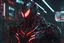 Placeholder: Cyber Machine in 4k realistic cg artstyle, venom them, neon red details, full body, apocalypse, intricate details, highly detailed, high details, detailed portrait, masterpiece,ultra detailed,best quality
