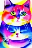 Placeholder: watercolor painting, happy cat, bright color,