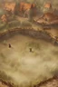 Placeholder: fantasy medieval fighting arena into the woods from above