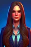 Placeholder: realistic American female president of the future with dark long hair