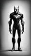 Placeholder: Owlman linear image full body, black and white color