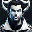 Placeholder: masterpiece - face - anime boy - black hair - portrait- white eyes - white horns on head - sharp eyes- handsome