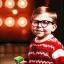 Placeholder: ralphie peter billingsley glasses, chubby boy in argyle sweater holding a bar of red soap