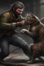 Placeholder: Realistic Arthur Morgan fighting a cat.