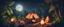 Placeholder: camping inside jungle during night. Cooking vegetables on barbecue . fool moon night