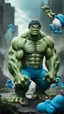 Placeholder: Hulk but the smurfs surreal 8K image