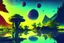 Placeholder: Alien landscape with forest, exoplanet, boat, exoplanet in the sky, Lagoon reflection vegetation, sci-fi, concept art, movie poster, cinematic