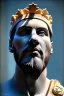 Placeholder: Ultra Realistic image, Roman sculpture, white marble material, Lionel Messi, gold crown of natural thorns, god crown, Renaissance style, sun rays background, waist up portrait, epic, celestial, cinematic lighting, God lights, 4k resolution, smooth details, soft lighting, unreal engine 5, art station, substance 3d.