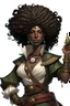 Placeholder: black African female pirate sorcerer with afro hair dnd