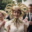 Placeholder: facehugger from alien as a flower girl at a wedding