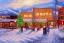 Placeholder: impressionist painting of a christmas scene in Silver City, New Mexico