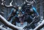 Placeholder: Venom Shadow symbiote in 8k realistic anime drawing style, Deer skull, non-eyes, blue neon crystal Antlers, fantasy snow forest, intricate details, highly detailed, high details, detailed portrait, masterpiece,ultra detailed, ultra quality