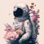 Placeholder: "floral astronaut" hand-drawn digital art, muted tones, flowers everywhere, REALISTIC, anime, 4k, colorful, galaxy