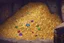 Placeholder: dnd, fantasy, watercolour, large strokes, stylistic, large and deep dungeon, piles of gold coins, chests full of gold, various gems, various riches, opulent, grandiose