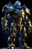 Placeholder: Ironclad stands at an imposing 8 feet tall and is heavily armored with a combination of sleek metallic plating and blue energy accents. Its body is adorned with a polished, reflective surface, giving it a distinct and imposing presence on the battlefield. His waist is snatched. His design is like Nullsector from Overwatch