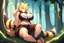 Placeholder: Yellow hair, girl, sit on tree, raccoon tail, forest, big breastfeeding, open nave