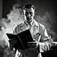 Placeholder: A ww2 german scientist in a lab coat holding a demonic grimoire