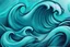 Placeholder: a background of surf waves with black linework, blue teal tones, surf culture, kawaii cute. + vector linework. swirling in bottom right. add pink and magenta graffiti lines over edges