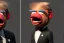 Placeholder: Angry muppet trump, round nose, in suit, eyebrows, spray tan mad