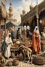 Placeholder: oriental arabic market with animals painting neoclassism