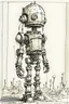 Placeholder: jean giraud style drawing of a child robot