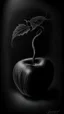 Placeholder: pencil drawing of poison apple. Spooky, scary, halloween, realistic, black paper