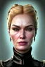 Placeholder: Cersei Lannister as evil mistress in black leather, dominatrix, bdsm, busty, cleavage, curvy, lena headay, angry, stern look. character design by cory loftis, fenghua zhong, ryohei hase, ismail inceoglu and ruan jia. unreal engine 5, artistic lighting, highly detailed, photorealistic, fantasy