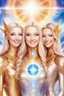 Placeholder: cosmic woman smile, admiral from the future, one fine whole face, crystalline skin, expressive blue eyes,rainbow, smiling lips, very nice smile, costume pleiadian, Beautiful tall woman pleiadian Galactic commander, ship, perfect datailed golden galactic suit, high rank, long blond hair, hand whit five perfect detailed finger, amazing big blue eyes, smilling mouth, high drfinition lips, cosmic happiness, bright colors, blue, pink, gold, jewels, realist, high,rainbow commander, ufos