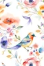 Placeholder: Hand painted watercolor floral birds background