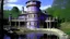 Placeholder: A violet mad doctor's chateau with a toxic moat painted by Frank Lloyd Wright